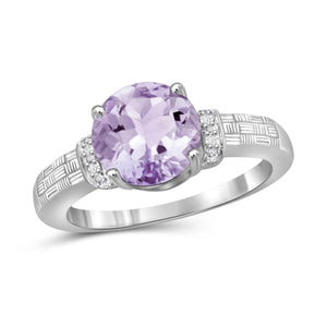 JewelonFire 1 3/4 Carat T.G.W. Pink Amethyst And White Diamond Accent Sterling Silver Ring - Assorted Colors