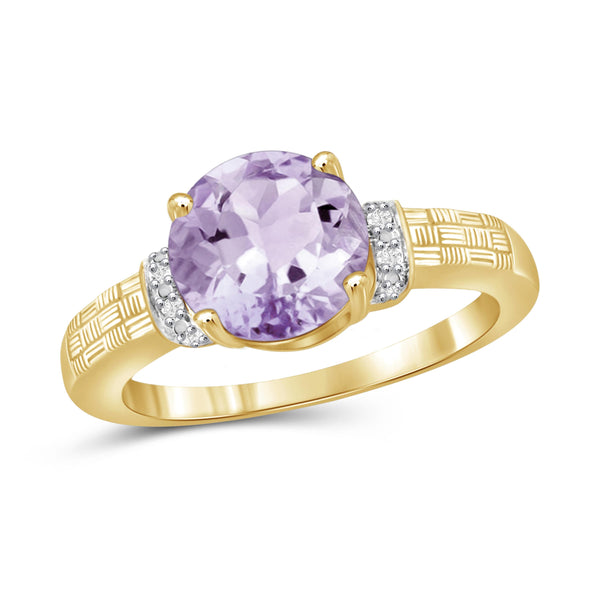 JewelonFire 1 3/4 Carat T.G.W. Pink Amethyst And White Diamond Accent Sterling Silver Ring - Assorted Colors