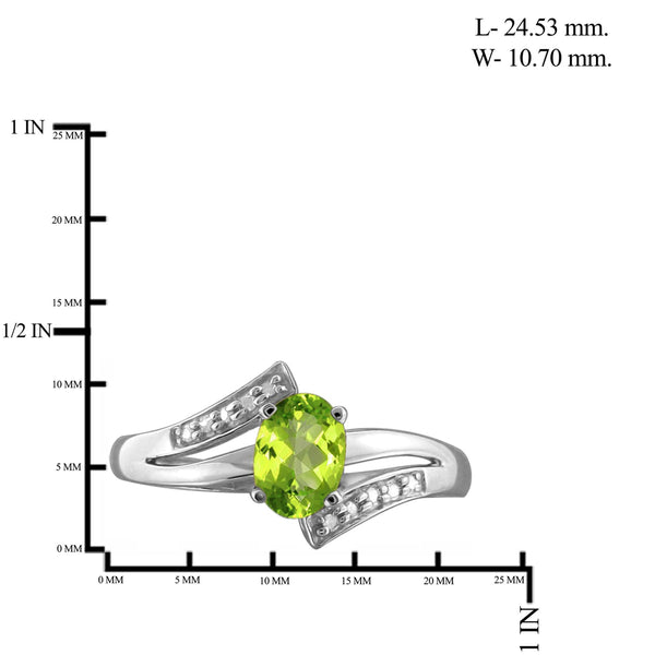 JewelonFire 3/4 Carat T.G.W. Peridot And White Diamond Accent Sterling Silver Ring - Assorted Colors