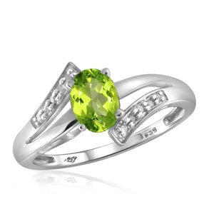 JewelonFire 3/4 Carat T.G.W. Peridot And White Diamond Accent Sterling Silver Ring - Assorted Colors