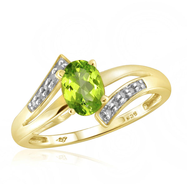 JewelonFire 3/4 Carat T.G.W. Peridot And White Diamond Accent Sterling Silver Ring - Assorted Colors