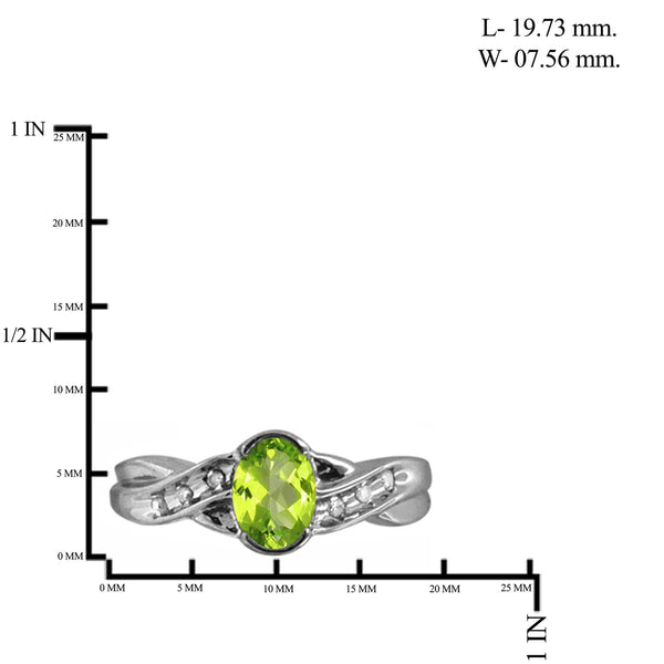 JewelonFire 3/4 Carat T.G.W. Peridot And White Diamond Accent Sterling Silver Ring - Assorted Colors