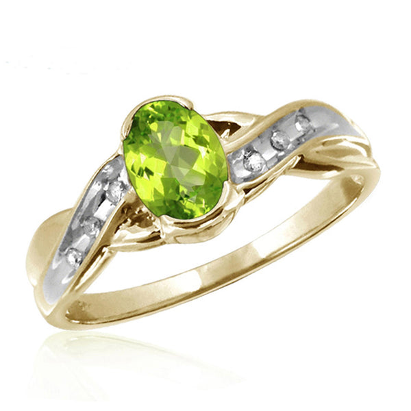 JewelonFire 3/4 Carat T.G.W. Peridot And White Diamond Accent Sterling Silver Ring - Assorted Colors