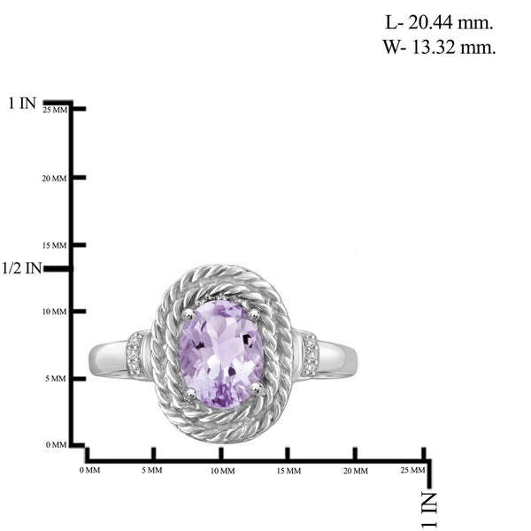 JewelonFire 1.00 Carat T.G.W. Pink Amethyst And White Diamond Accent Sterling Silver Ring - Assorted Colors