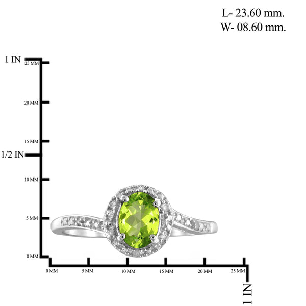 JewelonFire 3/4 Carat T.G.W. Peridot And 1/20 Carat T.W. White Diamond Accent Sterling Silver Ring - Assorted Colors