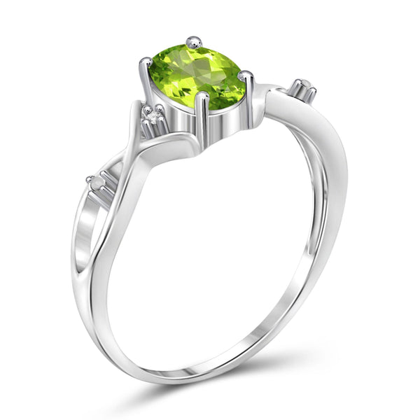 JewelonFire 3/4 Carat T.G.W. Peridot And White Diamond Accent Sterling Silver Ring - Assorted Colors