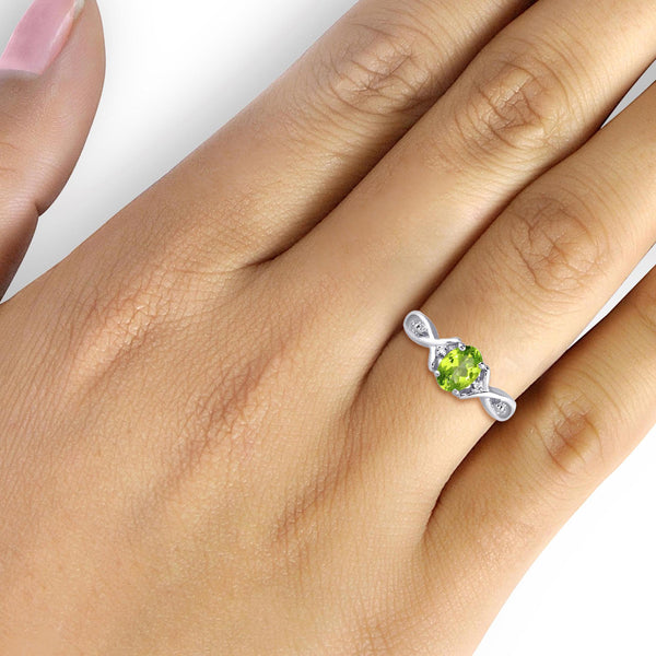 JewelonFire 3/4 Carat T.G.W. Peridot And White Diamond Accent Sterling Silver Ring - Assorted Colors