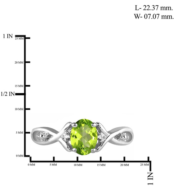 JewelonFire 3/4 Carat T.G.W. Peridot And White Diamond Accent Sterling Silver Ring - Assorted Colors