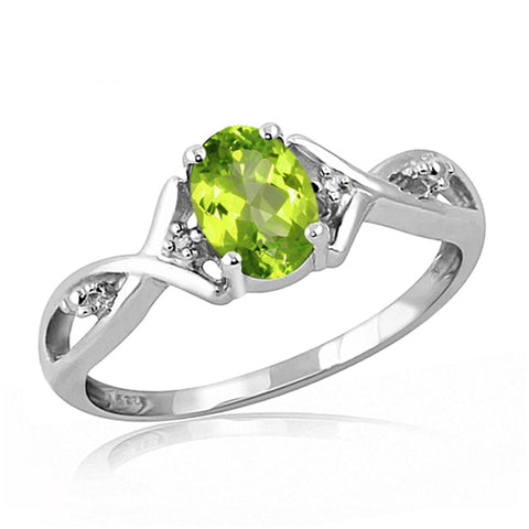 JewelonFire 3/4 Carat T.G.W. Peridot And White Diamond Accent Sterling Silver Ring - Assorted Colors