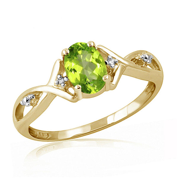 JewelonFire 3/4 Carat T.G.W. Peridot And White Diamond Accent Sterling Silver Ring - Assorted Colors