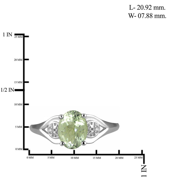 JewelonFire 1 1/3 Carat T.G.W. Green Amethyst And White Diamond Accent Sterling Silver Ring - Assorted Colors