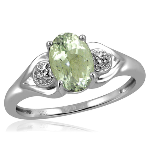 JewelonFire 1 1/3 Carat T.G.W. Green Amethyst And White Diamond Accent Sterling Silver Ring - Assorted Colors