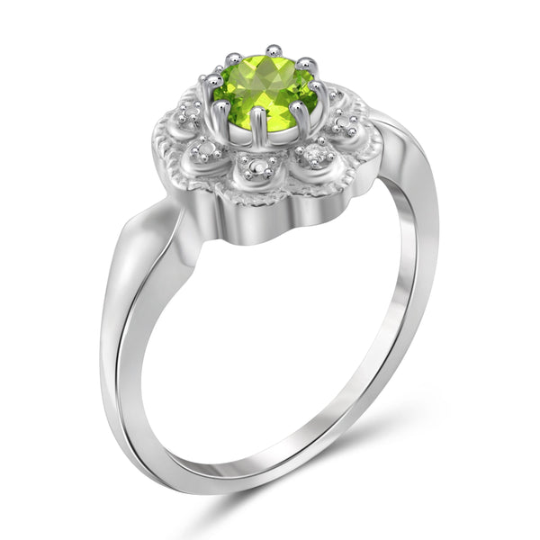 JewelonFire 1/2 Carat T.G.W. Peridot and White Diamond Accent Sterling Silver Ring - Assorted Colors