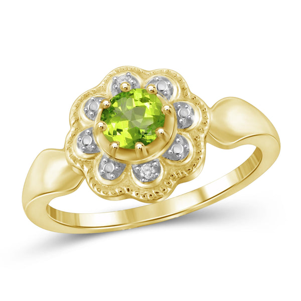 JewelonFire 1/2 Carat T.G.W. Peridot and White Diamond Accent Sterling Silver Ring - Assorted Colors