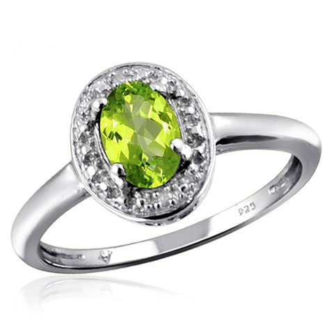 JewelonFire 3/4 Carat T.G.W. Peridot And White Diamond Accent Sterling Silver Ring - Assorted Colors