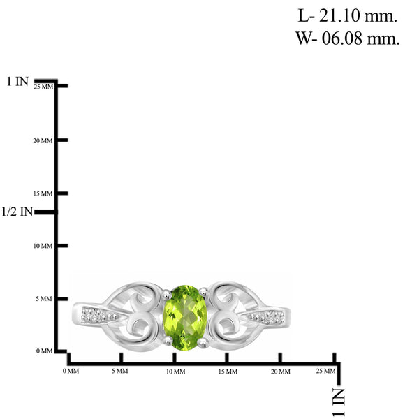 JewelonFire 1/2 Carat T.G.W. Peridot And White Diamond Accent Sterling Silver Ring - Assorted Colors