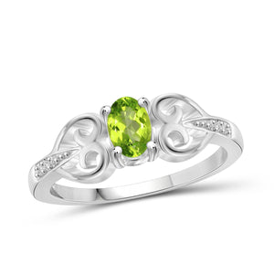 JewelonFire 1/2 Carat T.G.W. Peridot And White Diamond Accent Sterling Silver Ring - Assorted Colors