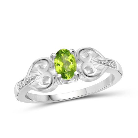 JewelonFire 1/2 Carat T.G.W. Peridot And White Diamond Accent Sterling Silver Ring - Assorted Colors