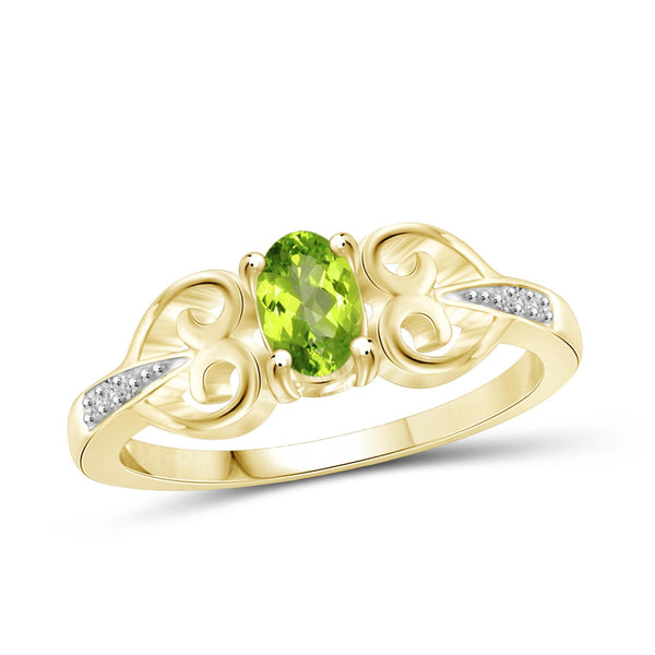 JewelonFire 1/2 Carat T.G.W. Peridot And White Diamond Accent Sterling Silver Ring - Assorted Colors