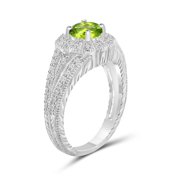 JewelonFire 3/4 Carat T.G.W. Peridot And White Diamond Accent Sterling Silver Ring - Assorted Colors