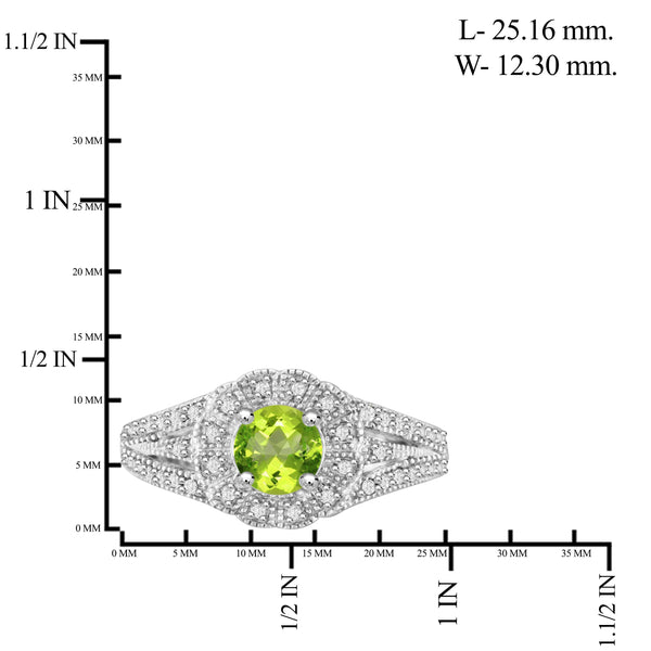 JewelonFire 3/4 Carat T.G.W. Peridot And White Diamond Accent Sterling Silver Ring - Assorted Colors