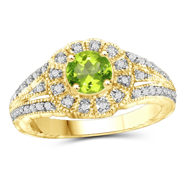 JewelonFire 3/4 Carat T.G.W. Peridot And White Diamond Accent Sterling Silver Ring - Assorted Colors