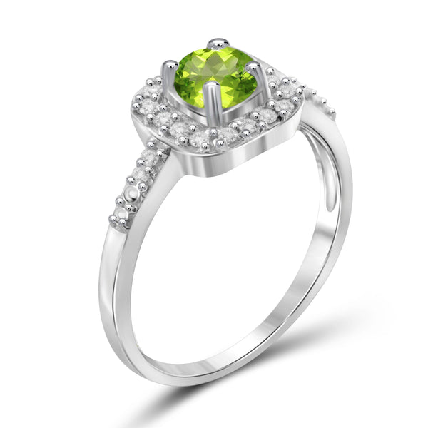 JewelonFire 1/2 Carat T.G.W. Peridot and White Diamond Accent Sterling Silver Ring - Assorted Colors