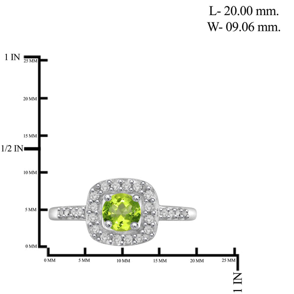 JewelonFire 1/2 Carat T.G.W. Peridot and White Diamond Accent Sterling Silver Ring - Assorted Colors