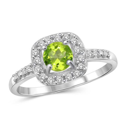 JewelonFire 1/2 Carat T.G.W. Peridot and White Diamond Accent Sterling Silver Ring - Assorted Colors