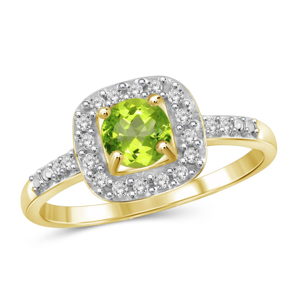 JewelonFire 1/2 Carat T.G.W. Peridot and White Diamond Accent Sterling Silver Ring - Assorted Colors