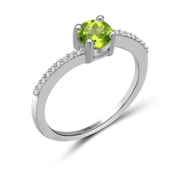 JewelonFire 1/2 Carat T.G.W. Peridot and White Diamond Accent Sterling Silver Ring - Assorted Colors