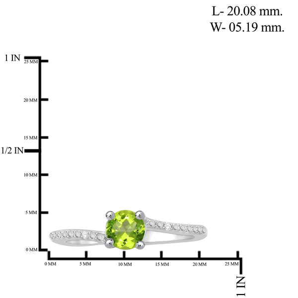 JewelonFire 1/2 Carat T.G.W. Peridot and White Diamond Accent Sterling Silver Ring - Assorted Colors