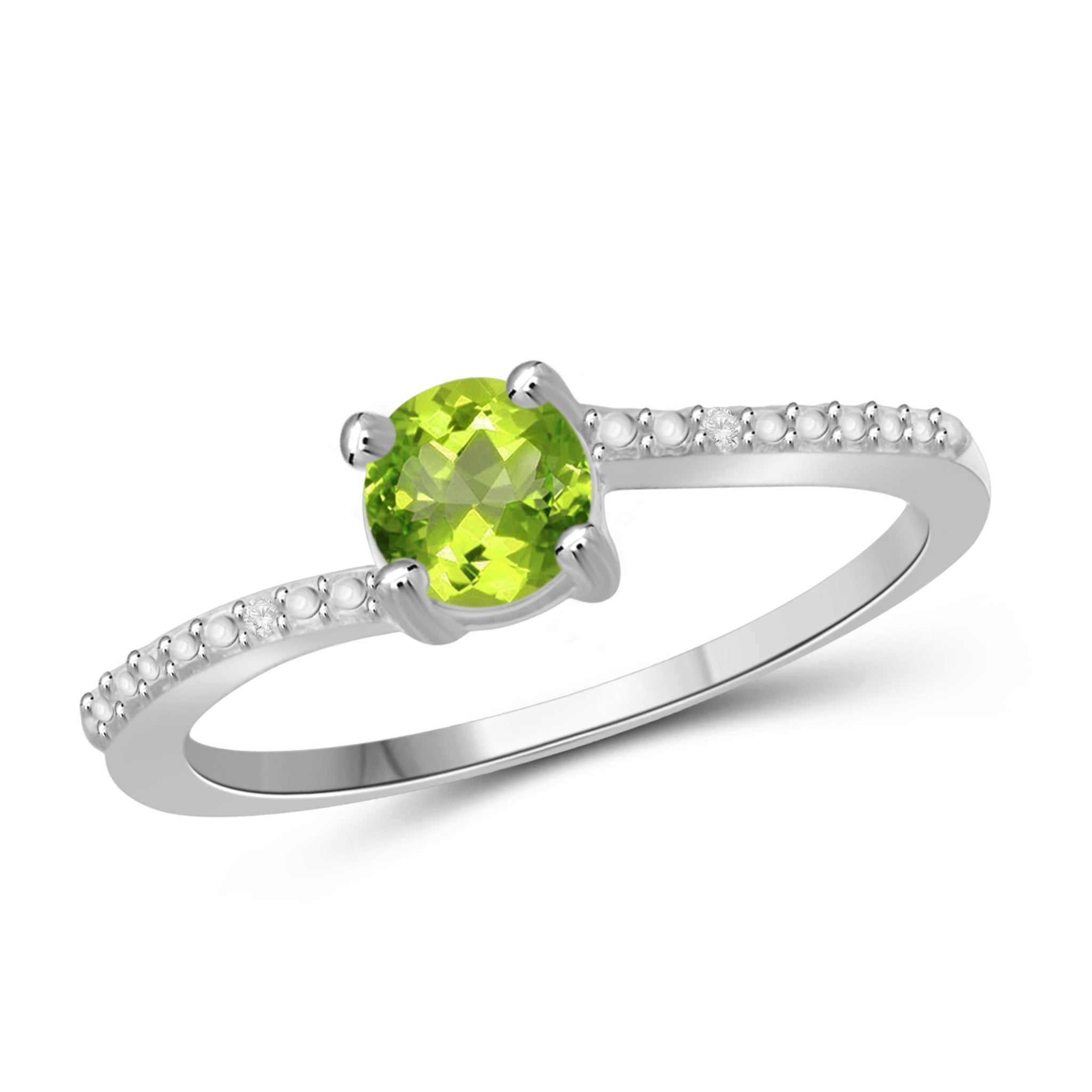 JewelonFire 1/2 Carat T.G.W. Peridot and White Diamond Accent Sterling Silver Ring - Assorted Colors