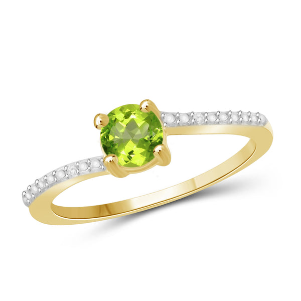 JewelonFire 1/2 Carat T.G.W. Peridot and White Diamond Accent Sterling Silver Ring - Assorted Colors