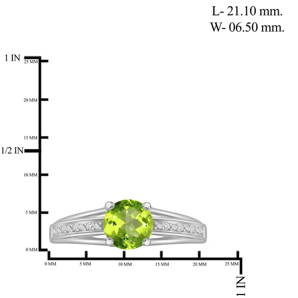 JewelonFire 3/4 Carat T.G.W. Peridot And White Diamond Accent Sterling Silver Ring - Assorted Colors