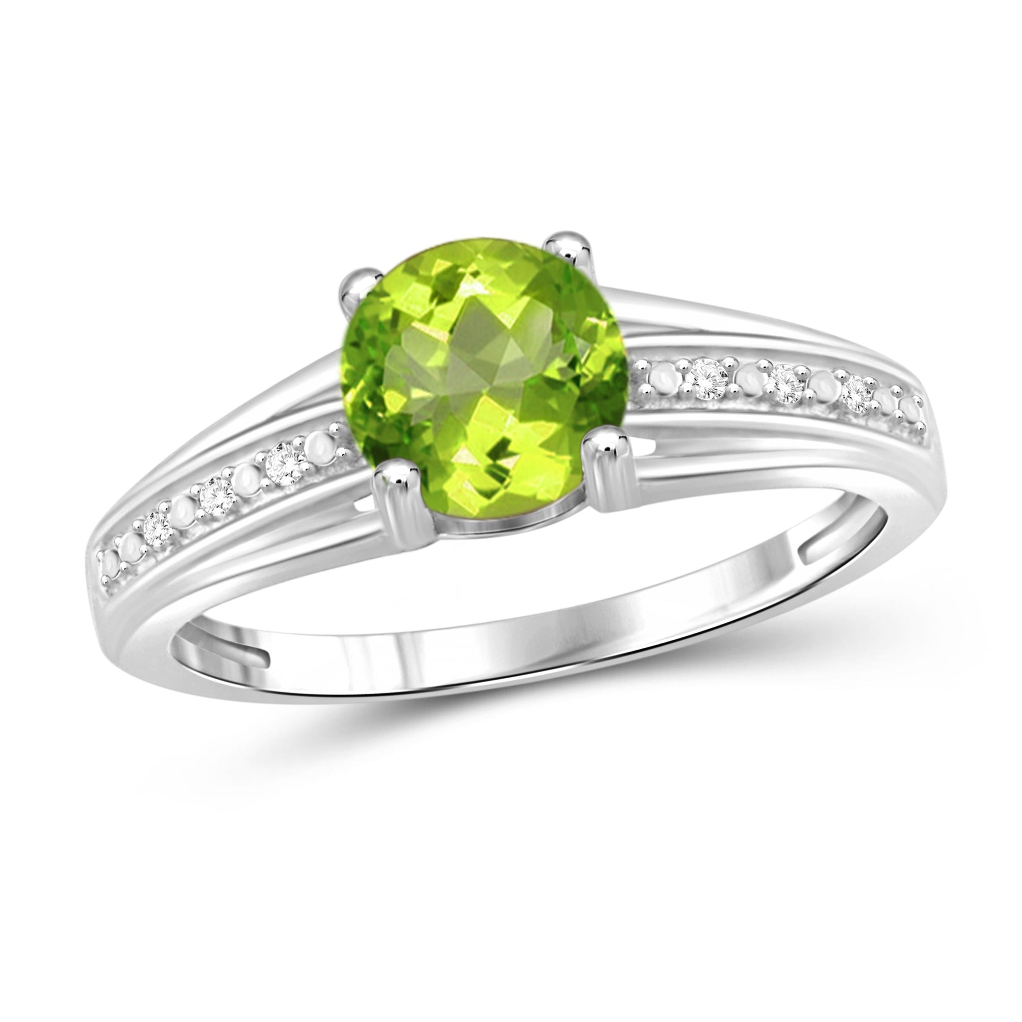 JewelonFire 3/4 Carat T.G.W. Peridot And White Diamond Accent Sterling Silver Ring - Assorted Colors