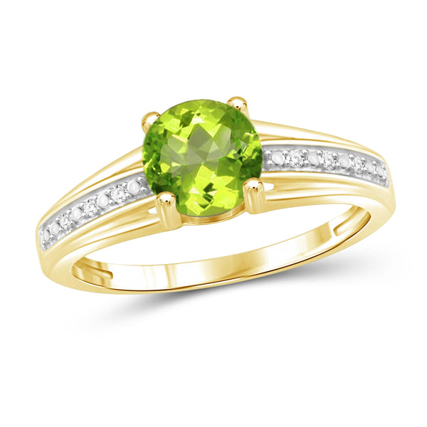 JewelonFire 3/4 Carat T.G.W. Peridot And White Diamond Accent Sterling Silver Ring - Assorted Colors