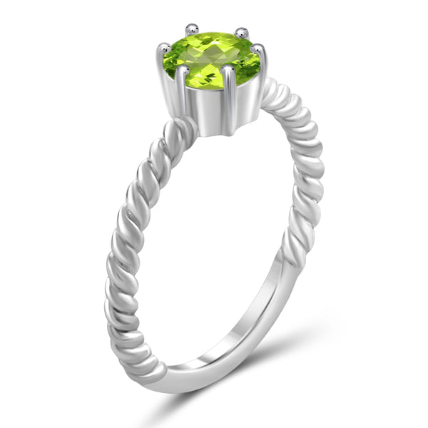 JewelonFire 3/4 Carat T.G.W. Peridot Sterling Silver Ring - Assorted Colors