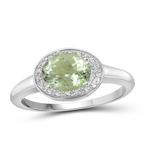 JewelonFire 1 1/3 Carat T.G.W. Green Amethyst And White Diamond Accent Sterling Silver Ring - Assorted Colors