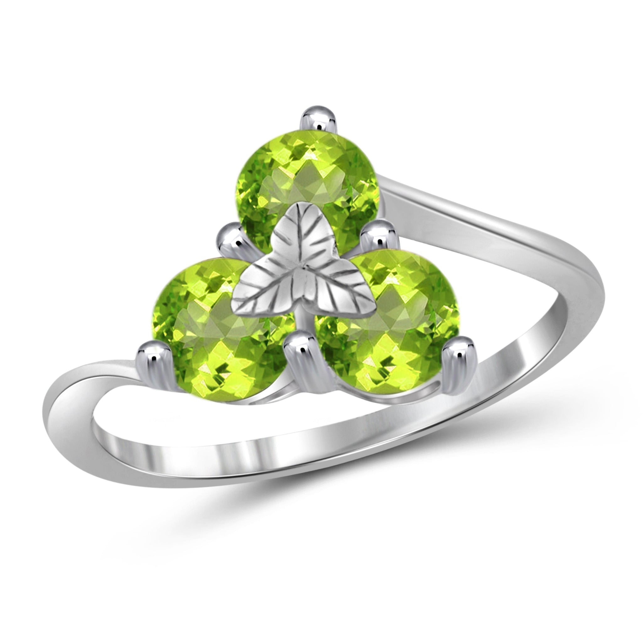 JewelonFire 1 1/3 Carat T.G.W. Peridot Sterling Silver Ring - Assorted Colors