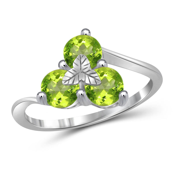 JewelonFire 1 1/3 Carat T.G.W. Peridot Sterling Silver Ring - Assorted Colors