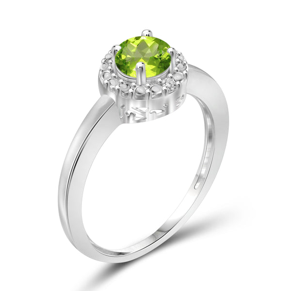 JewelonFire 1/2 Carat T.G.W. Peridot and White Diamond Accent Sterling Silver Ring - Assorted Colors