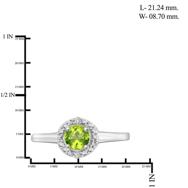 JewelonFire 1/2 Carat T.G.W. Peridot and White Diamond Accent Sterling Silver Ring - Assorted Colors