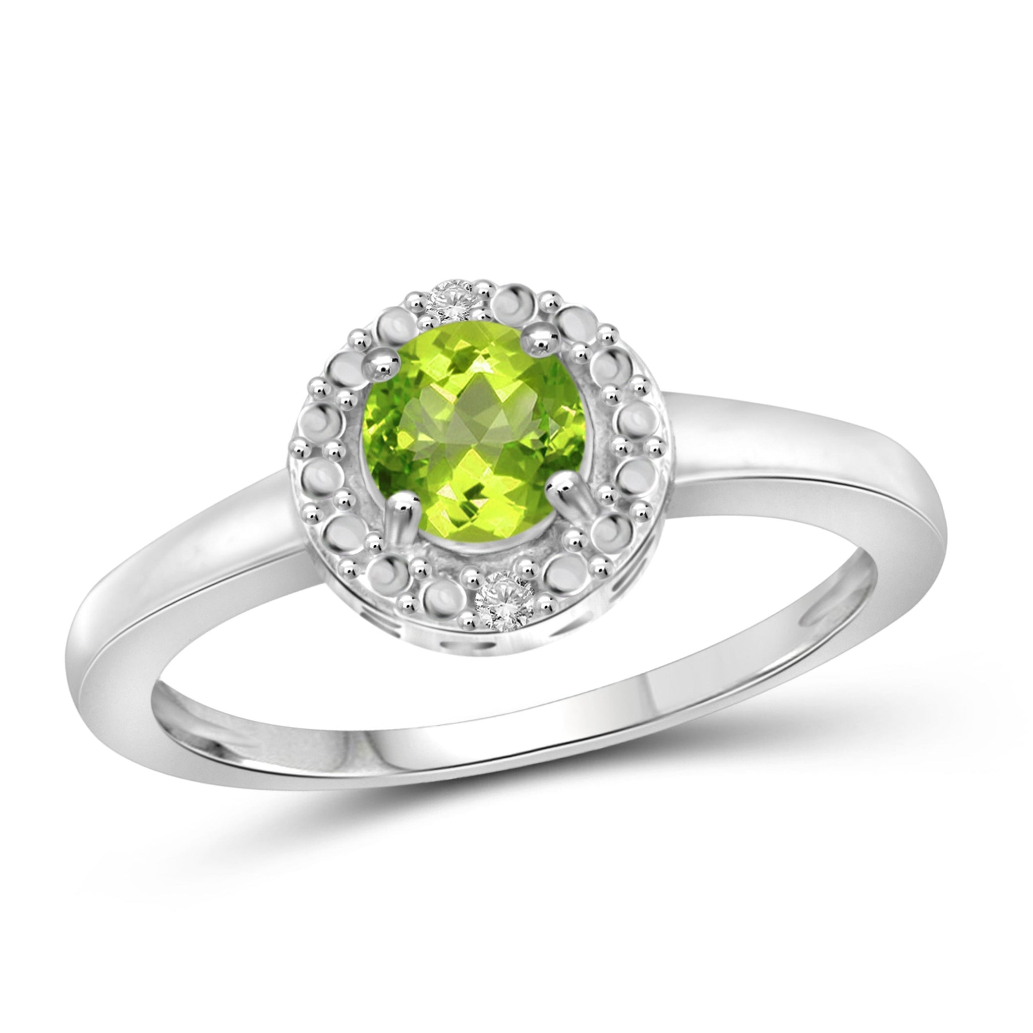 JewelonFire 1/2 Carat T.G.W. Peridot and White Diamond Accent Sterling Silver Ring - Assorted Colors