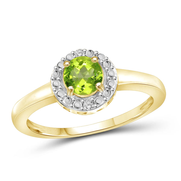 JewelonFire 1/2 Carat T.G.W. Peridot and White Diamond Accent Sterling Silver Ring - Assorted Colors