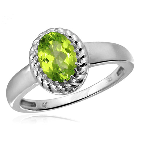 JewelonFire 3/4 Carat T.G.W. Peridot Sterling Silver Ring - Assorted Colors