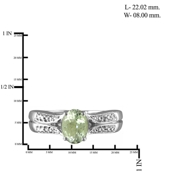 JewelonFire 1 1/3 Carat T.G.W. Green Amethyst And 1/20 Carat T.W. White Diamond Sterling Silver Ring - Assorted Colors