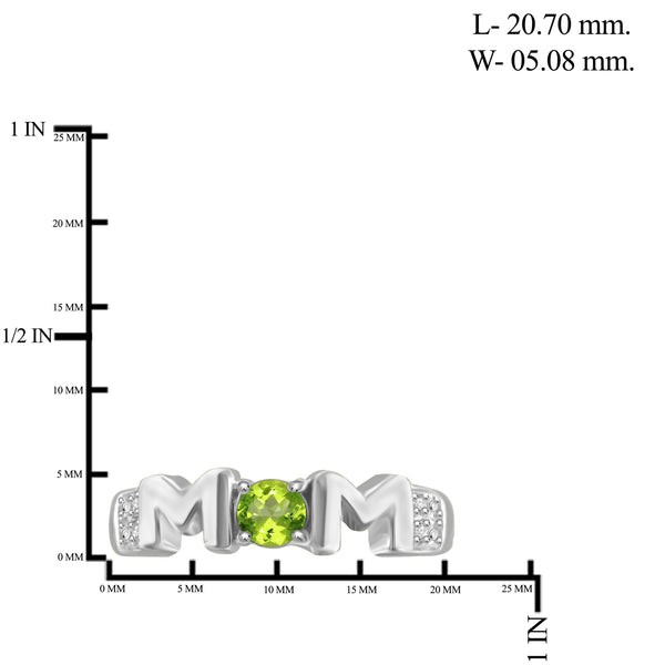 JewelonFire 1/4 Carat T.G.W. Peridot And White Diamond Accent Sterling Silver Ring - Assorted Colors