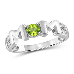 JewelonFire 1/4 Carat T.G.W. Peridot And White Diamond Accent Sterling Silver Ring - Assorted Colors