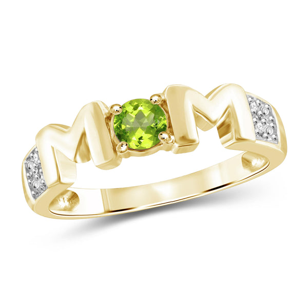 JewelonFire 1/4 Carat T.G.W. Peridot And White Diamond Accent Sterling Silver Ring - Assorted Colors